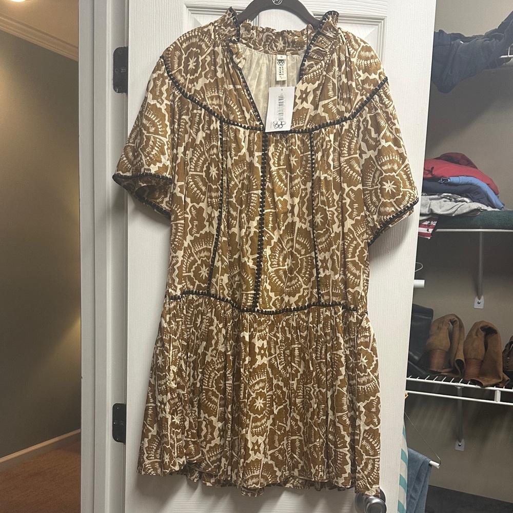 Uncle Frank Brown and Cream Printed Mini Dress
